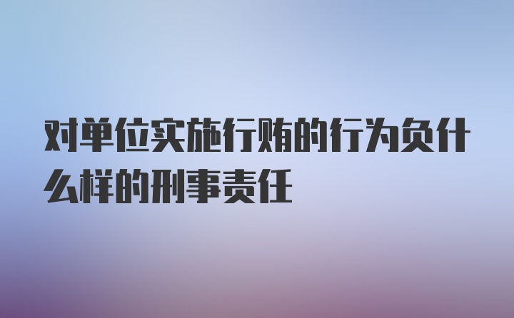 对单位实施行贿的行为负什么样的刑事责任