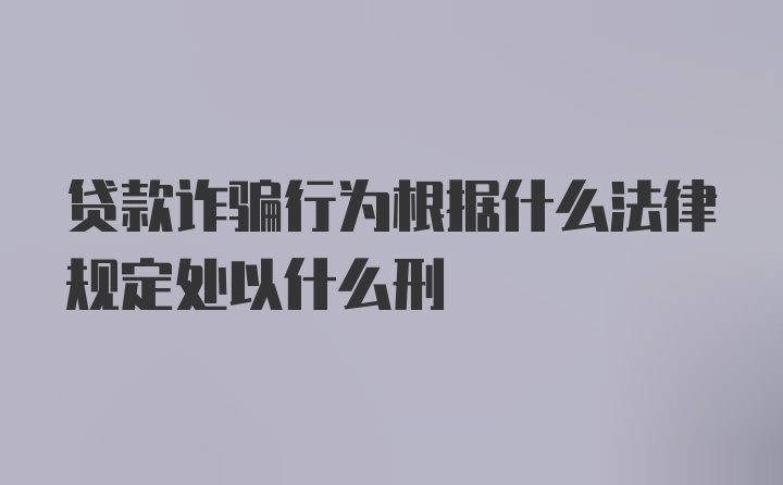 贷款诈骗行为根据什么法律规定处以什么刑