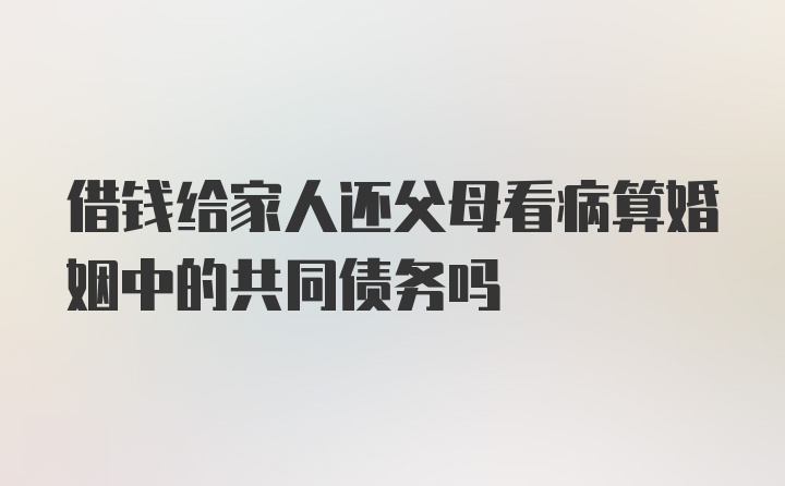 借钱给家人还父母看病算婚姻中的共同债务吗