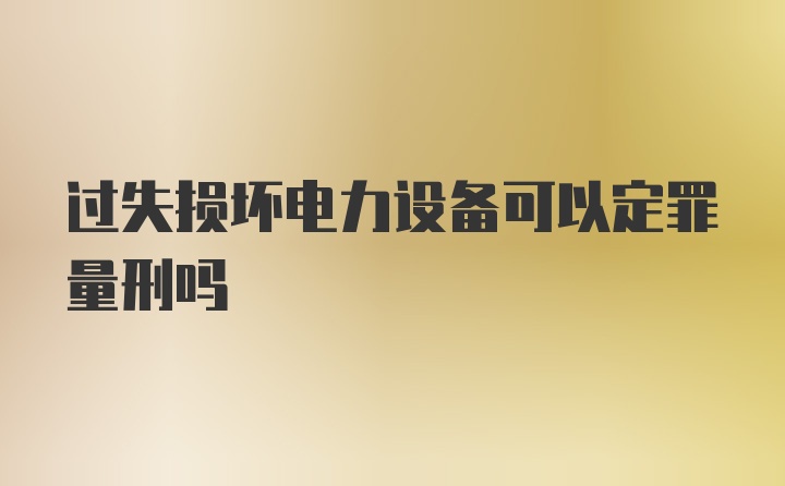 过失损坏电力设备可以定罪量刑吗