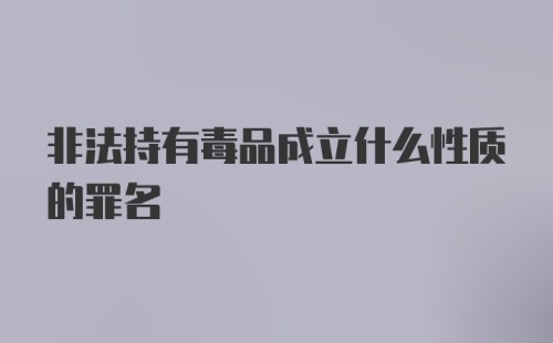 非法持有毒品成立什么性质的罪名