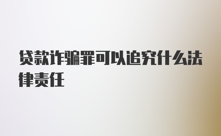 贷款诈骗罪可以追究什么法律责任