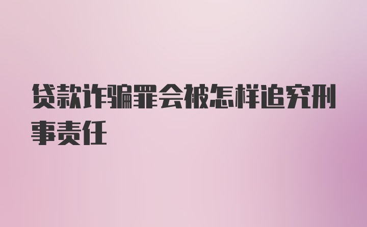 贷款诈骗罪会被怎样追究刑事责任