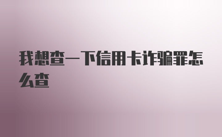 我想查一下信用卡诈骗罪怎么查