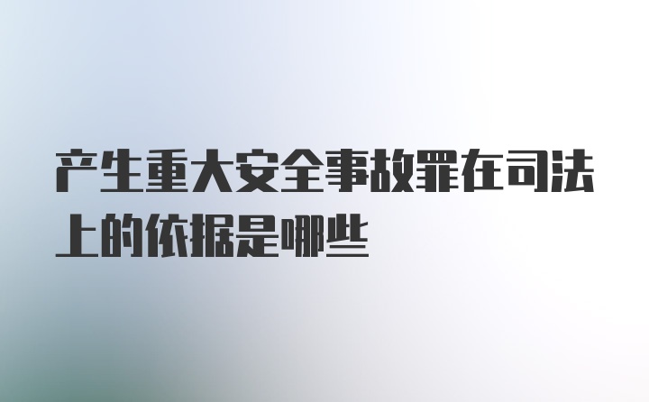 产生重大安全事故罪在司法上的依据是哪些