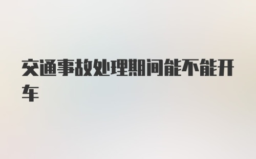 交通事故处理期间能不能开车