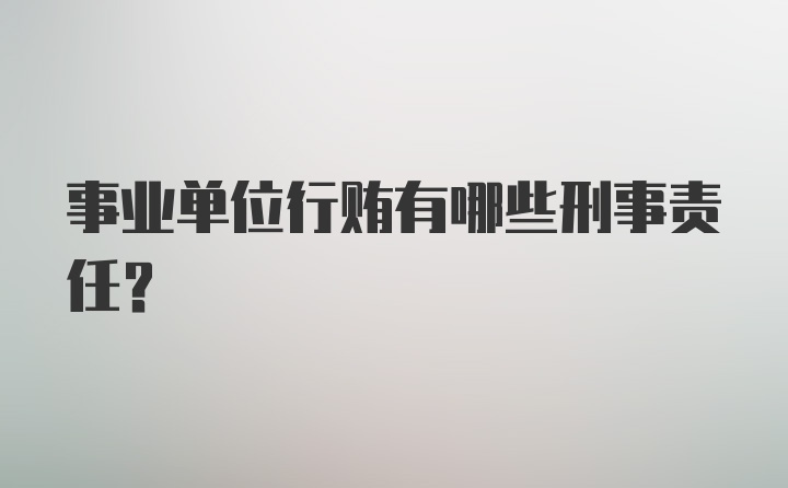 事业单位行贿有哪些刑事责任？