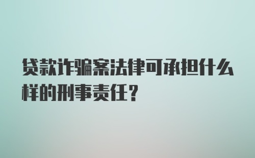 贷款诈骗案法律可承担什么样的刑事责任？