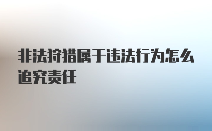 非法狩猎属于违法行为怎么追究责任