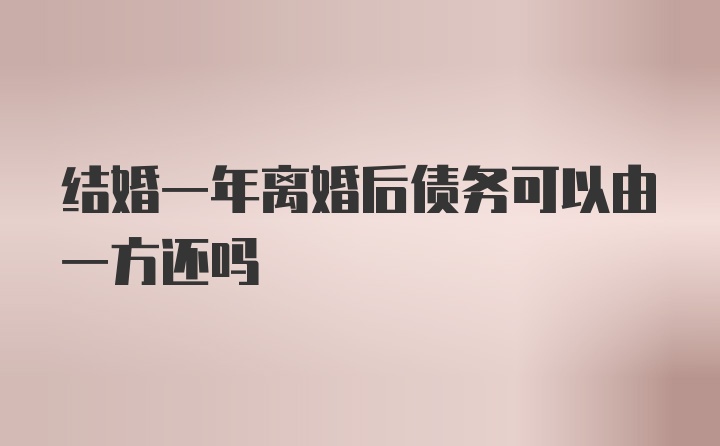 结婚一年离婚后债务可以由一方还吗