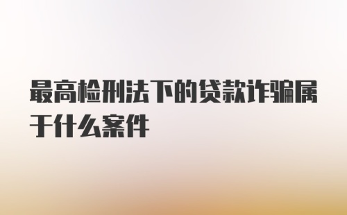 最高检刑法下的贷款诈骗属于什么案件