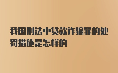 我国刑法中贷款诈骗罪的处罚措施是怎样的