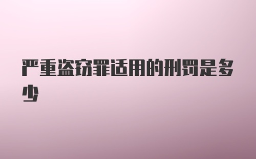 严重盗窃罪适用的刑罚是多少