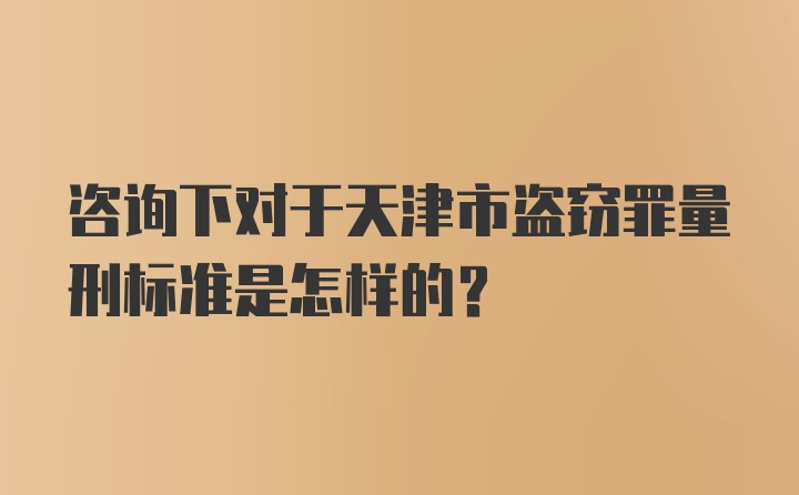 咨询下对于天津市盗窃罪量刑标准是怎样的？