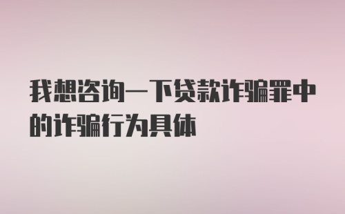 我想咨询一下贷款诈骗罪中的诈骗行为具体