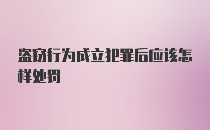 盗窃行为成立犯罪后应该怎样处罚