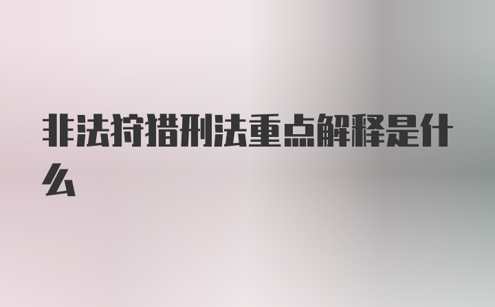 非法狩猎刑法重点解释是什么