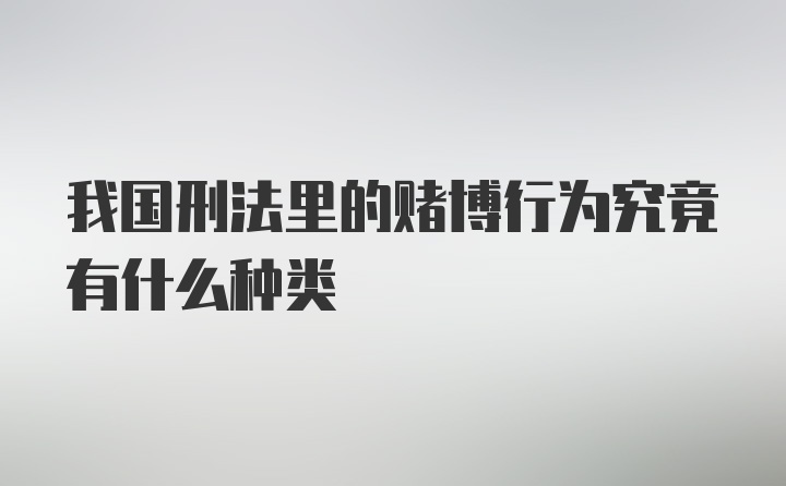 我国刑法里的赌博行为究竟有什么种类