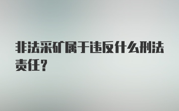 非法采矿属于违反什么刑法责任？