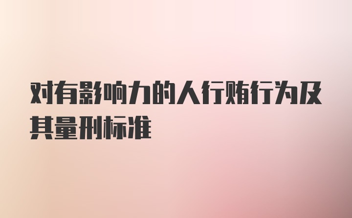 对有影响力的人行贿行为及其量刑标准