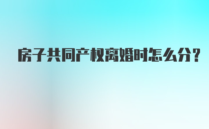 房子共同产权离婚时怎么分？