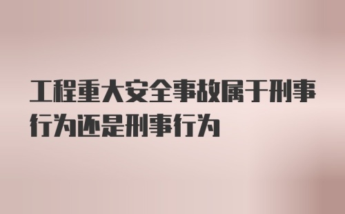 工程重大安全事故属于刑事行为还是刑事行为