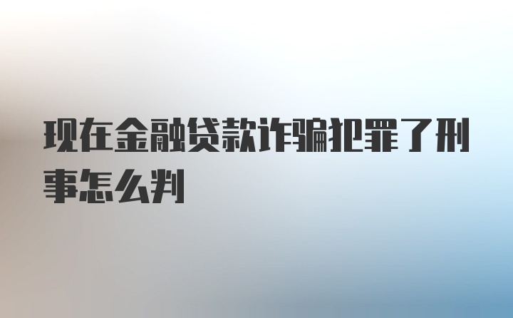 现在金融贷款诈骗犯罪了刑事怎么判