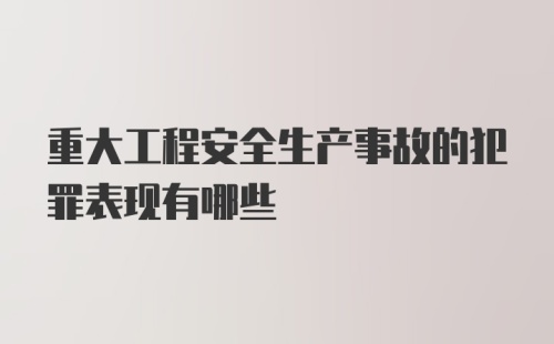 重大工程安全生产事故的犯罪表现有哪些