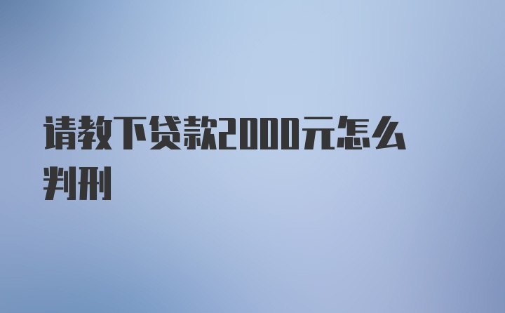 请教下贷款2000元怎么判刑