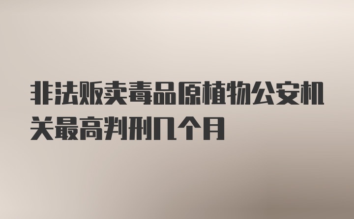 非法贩卖毒品原植物公安机关最高判刑几个月