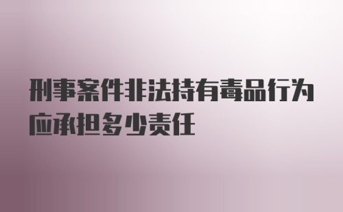 刑事案件非法持有毒品行为应承担多少责任