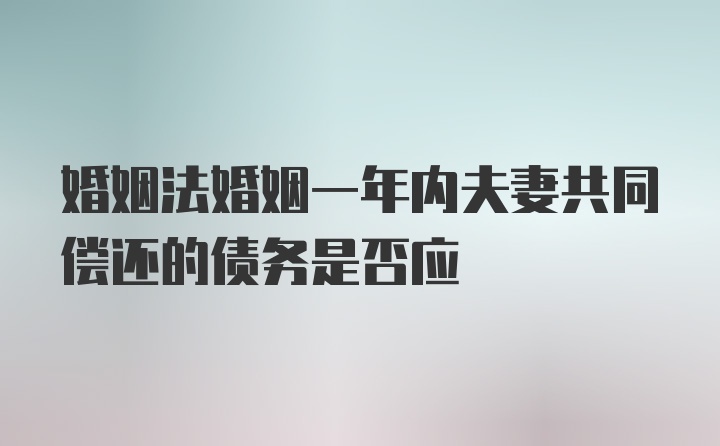 婚姻法婚姻一年内夫妻共同偿还的债务是否应