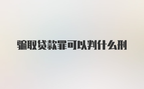 骗取贷款罪可以判什么刑