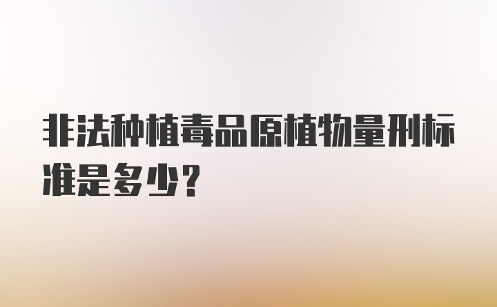 非法种植毒品原植物量刑标准是多少？