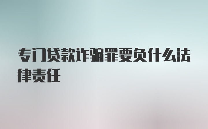 专门贷款诈骗罪要负什么法律责任