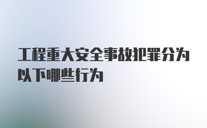 工程重大安全事故犯罪分为以下哪些行为