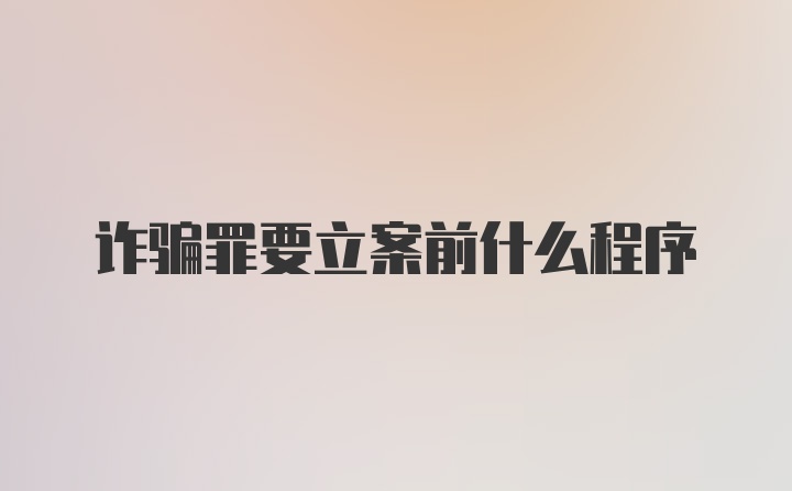 诈骗罪要立案前什么程序