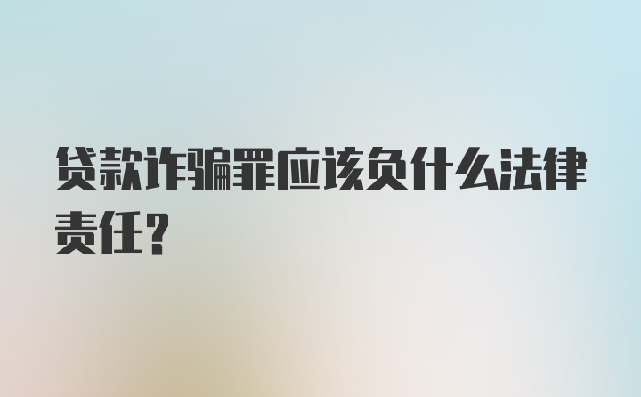 贷款诈骗罪应该负什么法律责任？