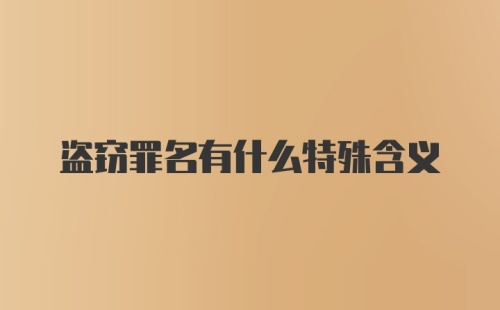 盗窃罪名有什么特殊含义