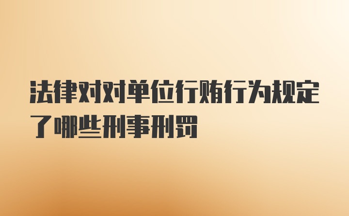 法律对对单位行贿行为规定了哪些刑事刑罚