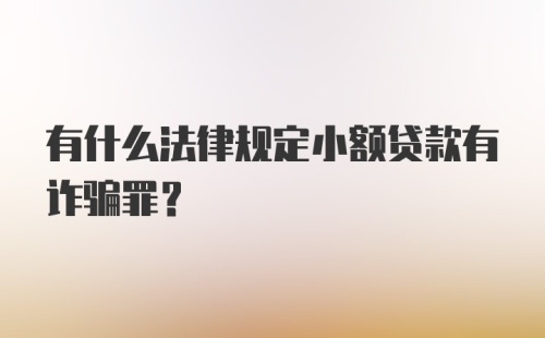 有什么法律规定小额贷款有诈骗罪？