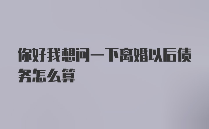 你好我想问一下离婚以后债务怎么算