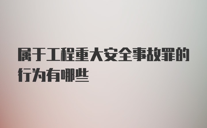 属于工程重大安全事故罪的行为有哪些