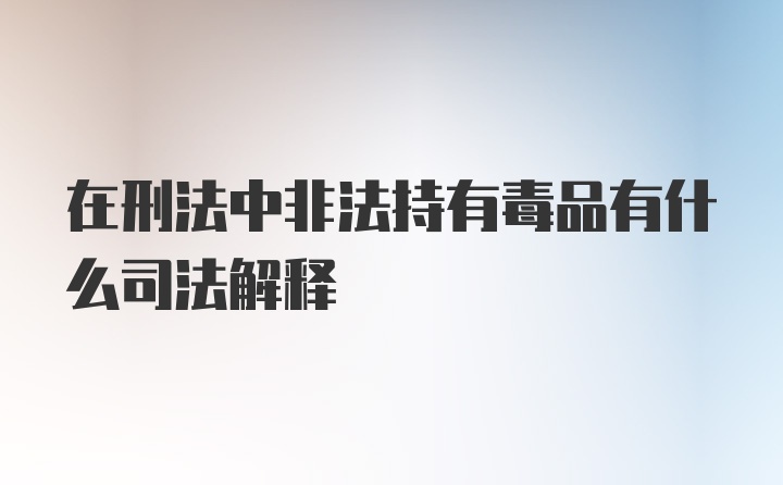 在刑法中非法持有毒品有什么司法解释