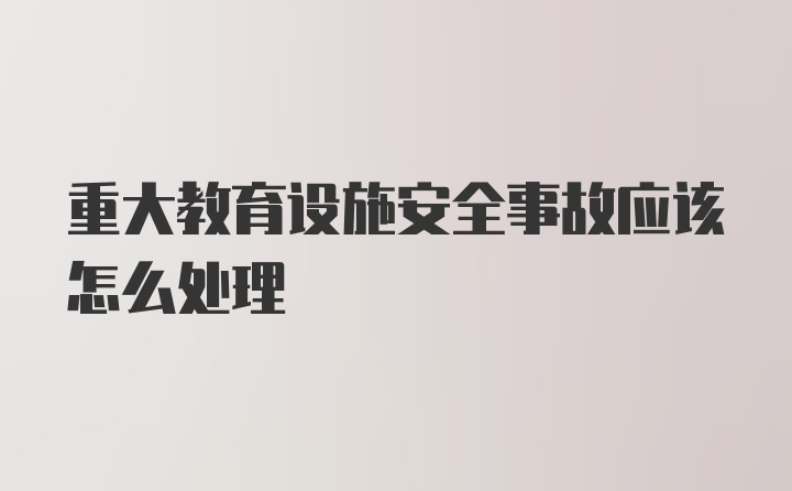 重大教育设施安全事故应该怎么处理