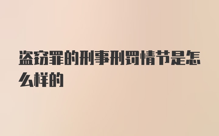 盗窃罪的刑事刑罚情节是怎么样的