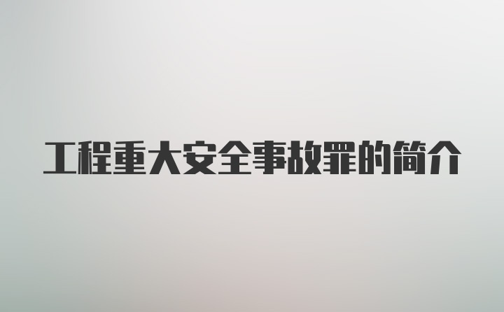 工程重大安全事故罪的简介