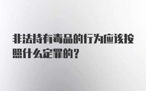 非法持有毒品的行为应该按照什么定罪的?