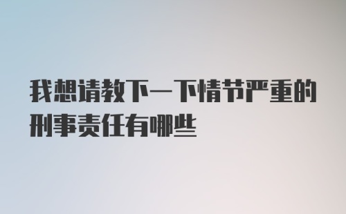 我想请教下一下情节严重的刑事责任有哪些