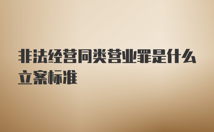 非法经营同类营业罪是什么立案标准